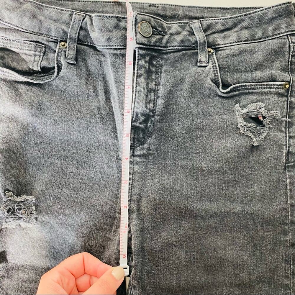 TOPSHOP Moto Washed Black Grey Denim Distressed Ripped High Rise Skinny Jeans 30 - Picture 10 of 12
